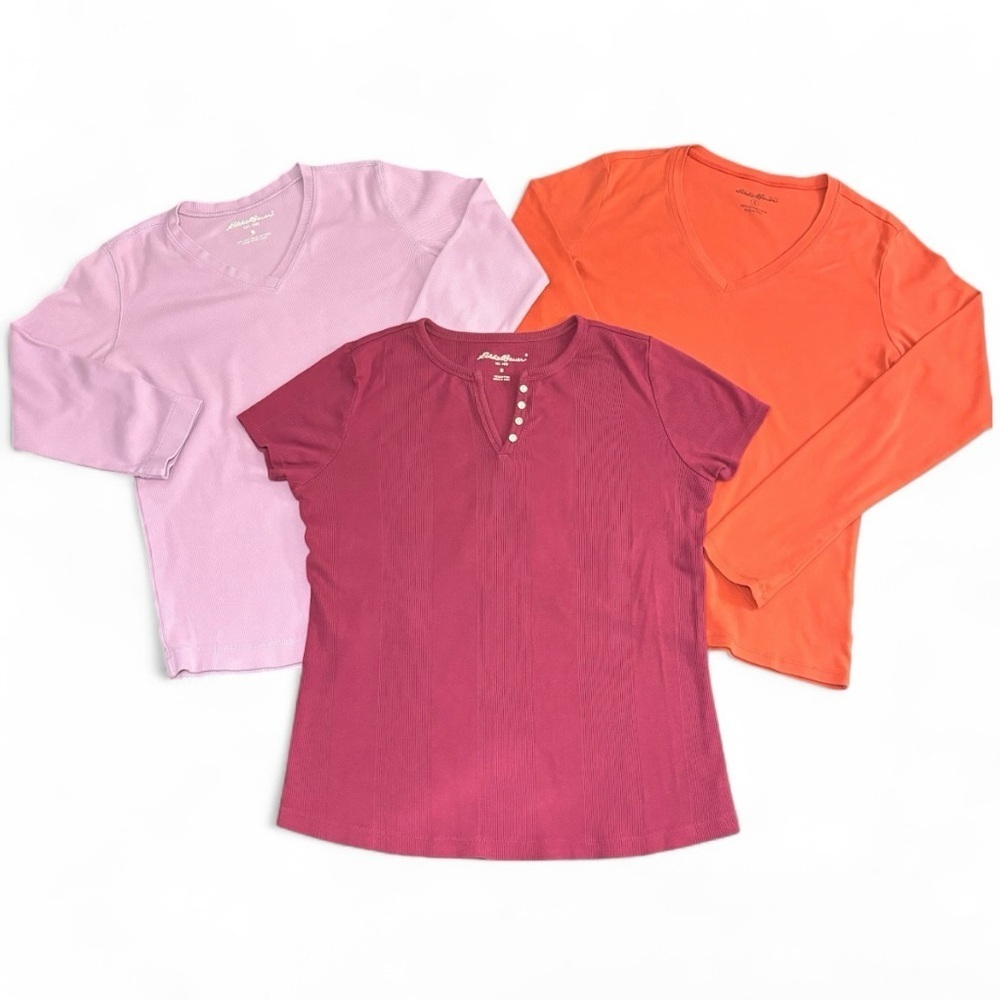 Lot of 3 Eddie Bauer T-Shirts Long and Short Sleeve Size Small S